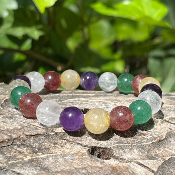 10mm multi gemstone bracelet‎ - Picture 1 of 8